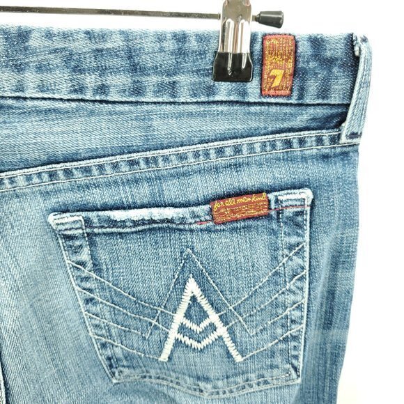 7 For All Mankind Blue Boot Cut Jeans A pocket. Too big for me. - Picture 2 of 15
